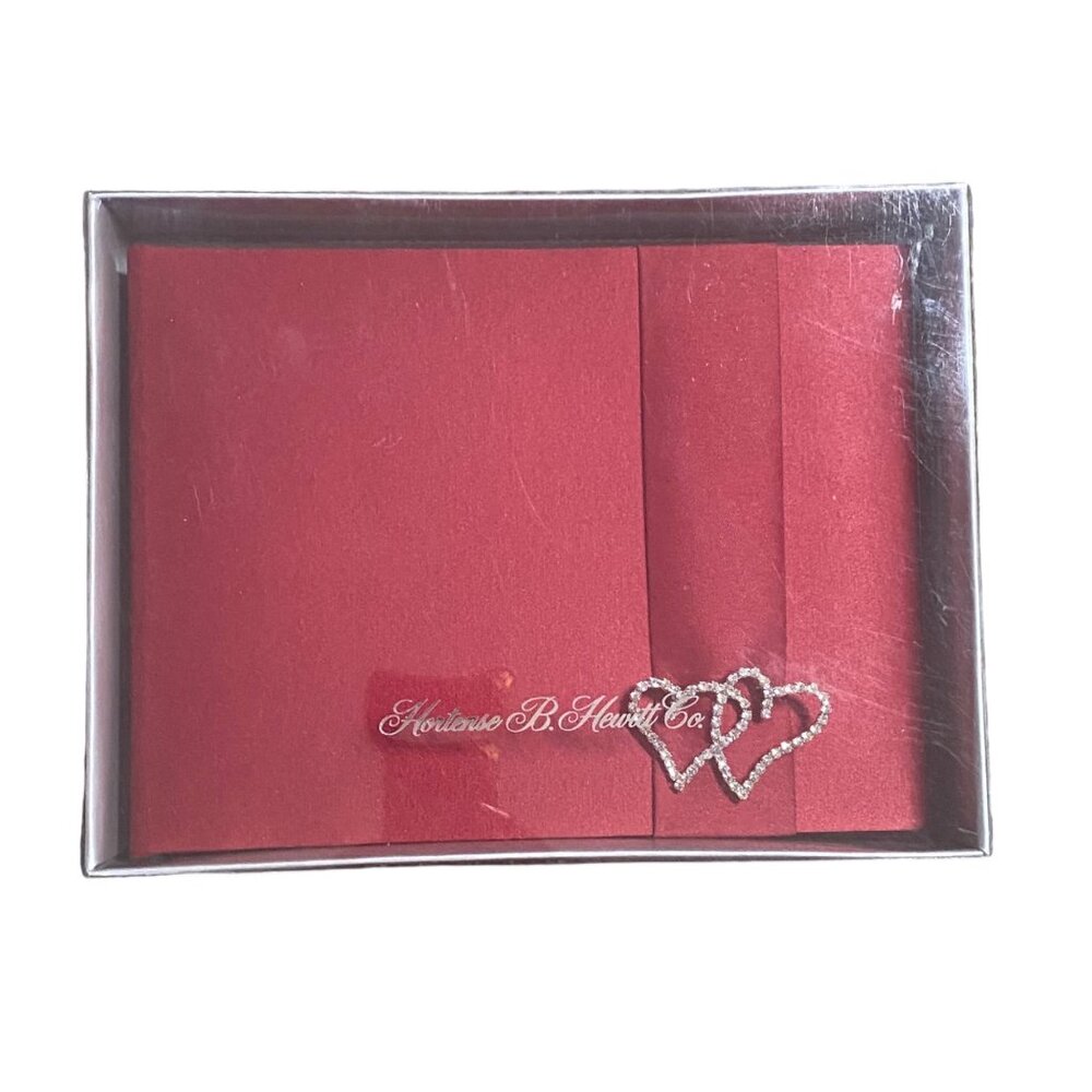 Hortense B. Hewitt Co.‎ Red Satin Guestbook Heart Rhinestones Wedding Event NEW